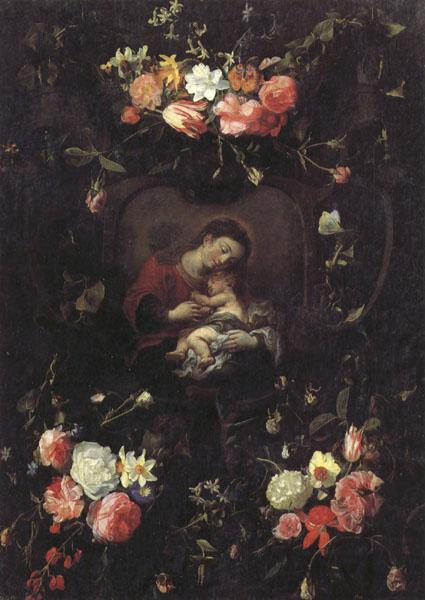 Daniel Seghers Garland of Flowers,with the Virgin and Child Germany oil painting art